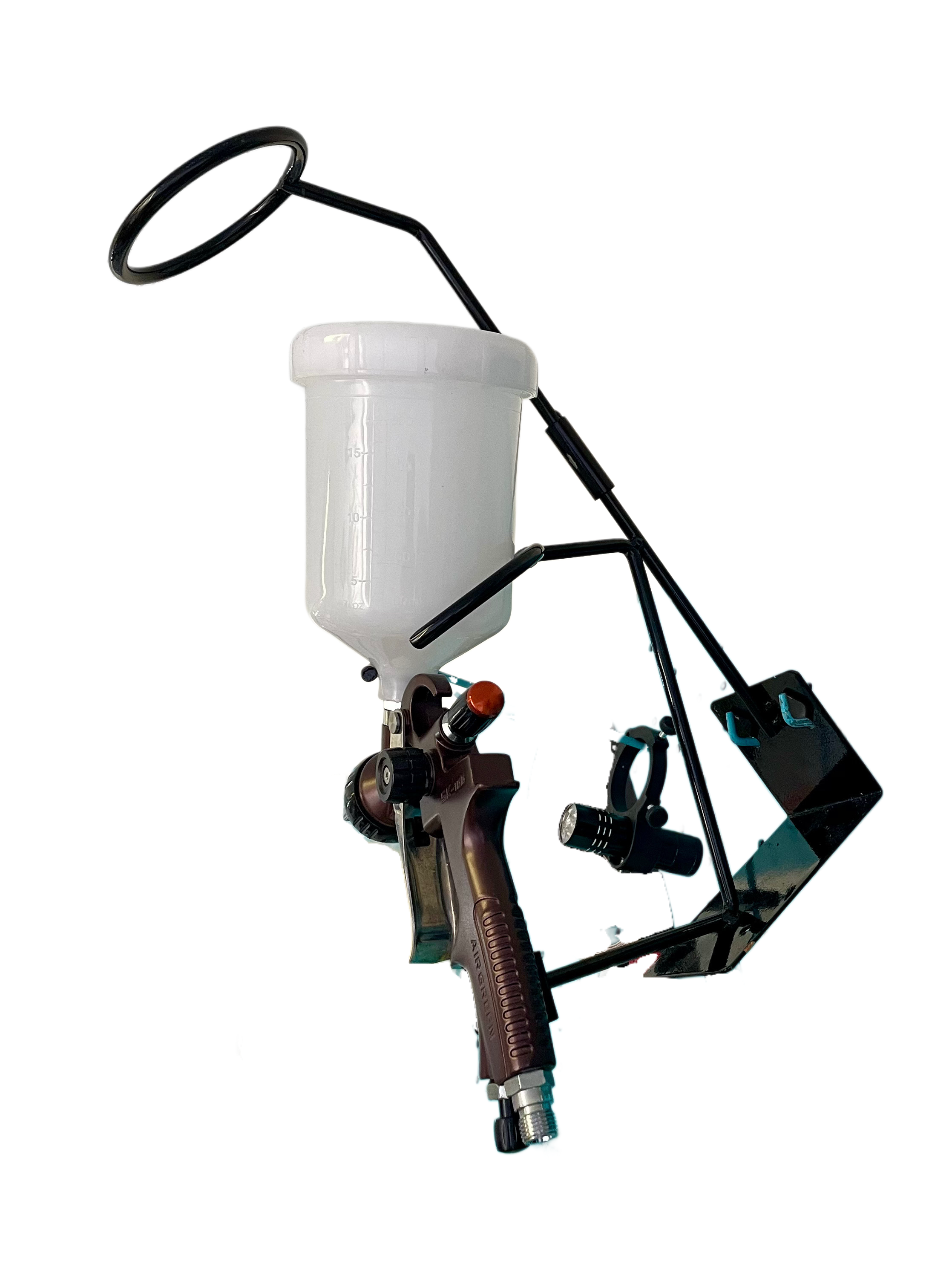 Wall-Mounted Spray Gun Holder with Accessory Support