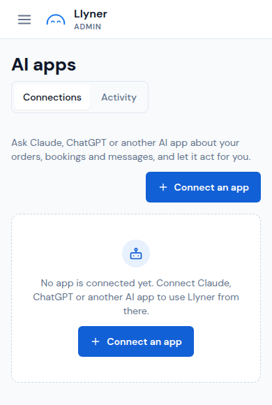 AI apps, with Connect an app