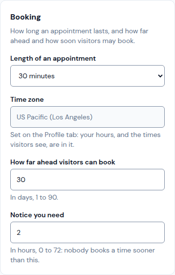 The Booking card
