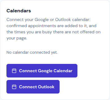 The Calendars card