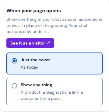 When your page opens: Just the cover or Show one thing