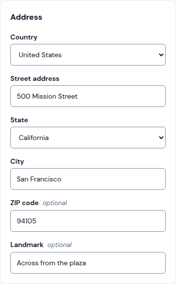 The address in Location