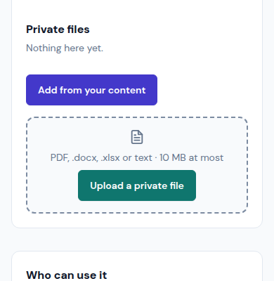 Private files and the ways to add more