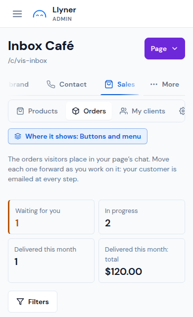 Orders at a glance: waiting for you, in progress, delivered this month