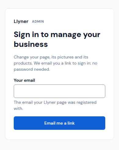 The sign-in screen