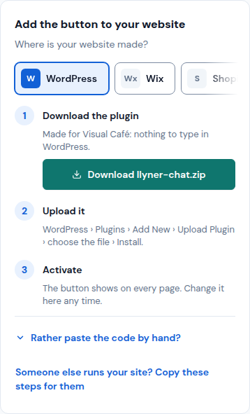 Add the button to your website