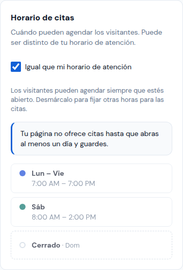 Horario de citas