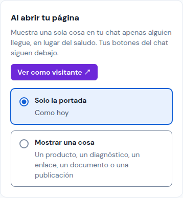 Al abrir tu página: Solo la portada o Mostrar una cosa