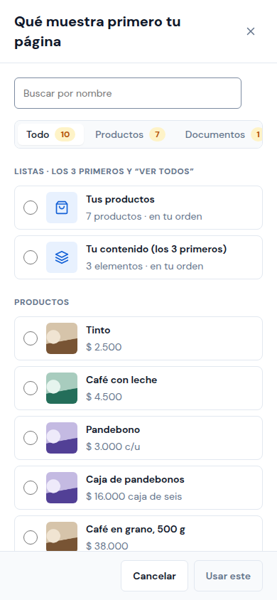 Qué muestra primero tu página