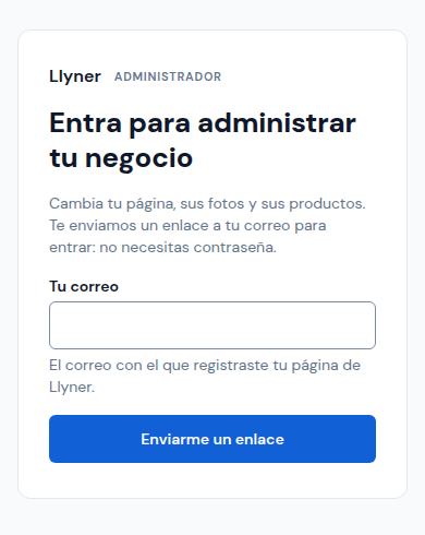 La pantalla para entrar