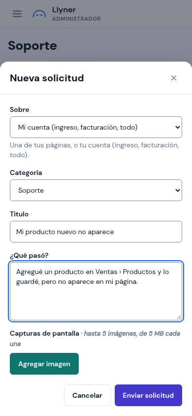 Una solicitud nueva