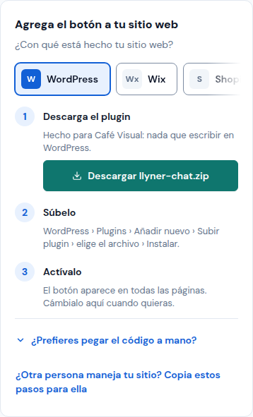 Agrega el botón a tu sitio web
